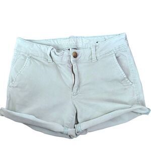 American Eagle Outfitters Low Rise Midi Khaki Super Stretch Shorts Size 8